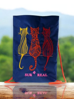 Nylonowy woodoodporny plecak typu Worek shopper bag HAFTOWANE KOTY