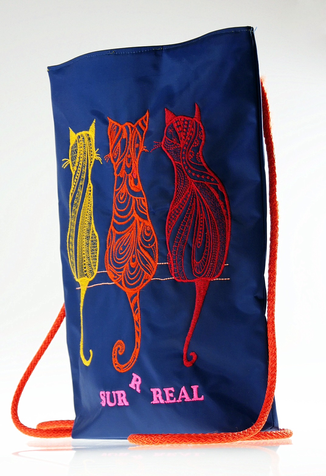 Nylonowy woodoodporny plecak typu Worek shopper bag HAFTOWANE KOTY - obrazek 12