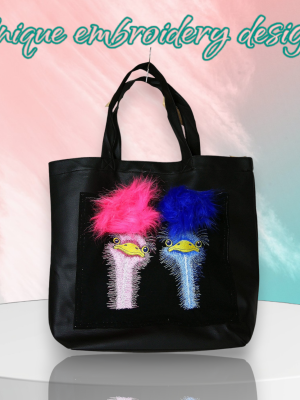 Skórzana torebka haft STRUSIE SHOPPER BAG