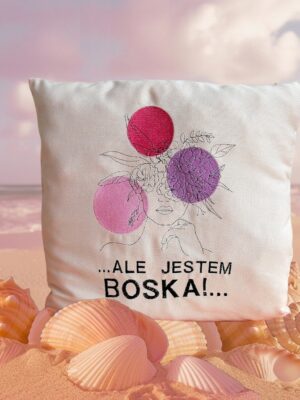 Poduszka żakardowa KOBIETA BOHO kwiaty - ALE JESTEM BOSKA!