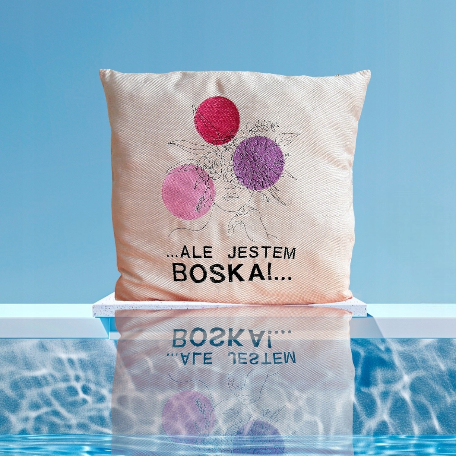 Poduszka żakardowa KOBIETA BOHO kwiaty - ALE JESTEM BOSKA! - obrazek 8